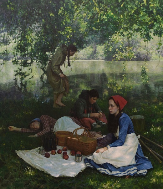 by Benjamin Wu, "Resting" - oil on linen | pinturas, obras de arte, american art. by Benjamin Wu, "Resting" - oil on linen | pinturas, obras de arte, imagenes bellas de paisajes, american art.