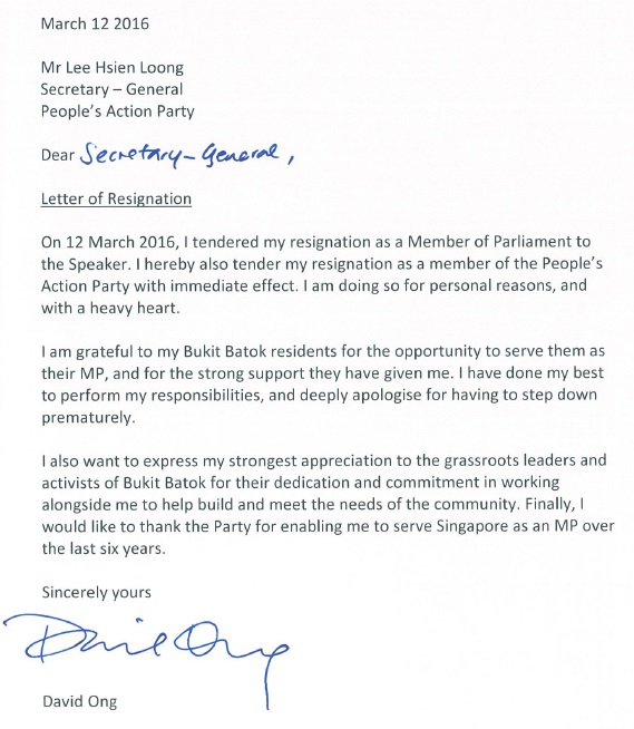 tendering my resignation