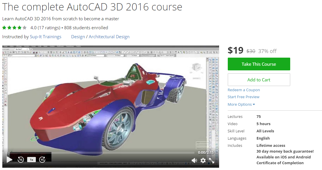 Udemy Course The complete AutoCAD 3D 2016 course Free Udemy Course