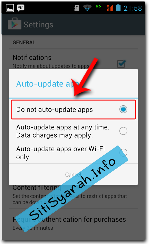 menghentikan update otomatis aplikasi android