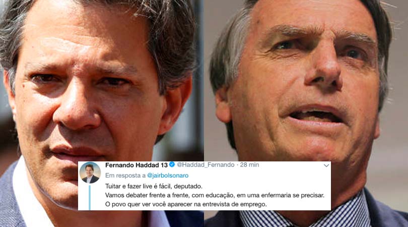 Sem debates, Haddad parte para confronto com Bolsonaro na web