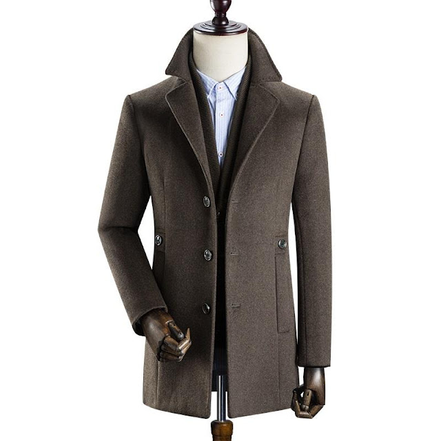 Men's British Single Breasted Slim Wool Coat