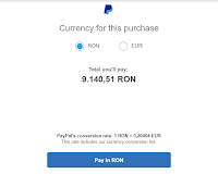 Plata în RON. PayPal va face conversia RON/EUR Plata în RON. PayPal va face conversia RON/EUR