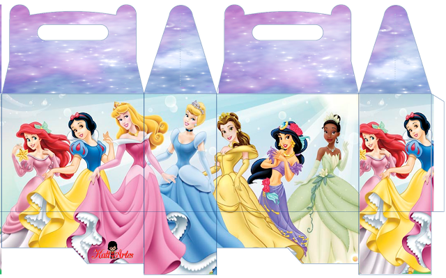 Cute Disney Princess: Free Printable Lunch Box.
