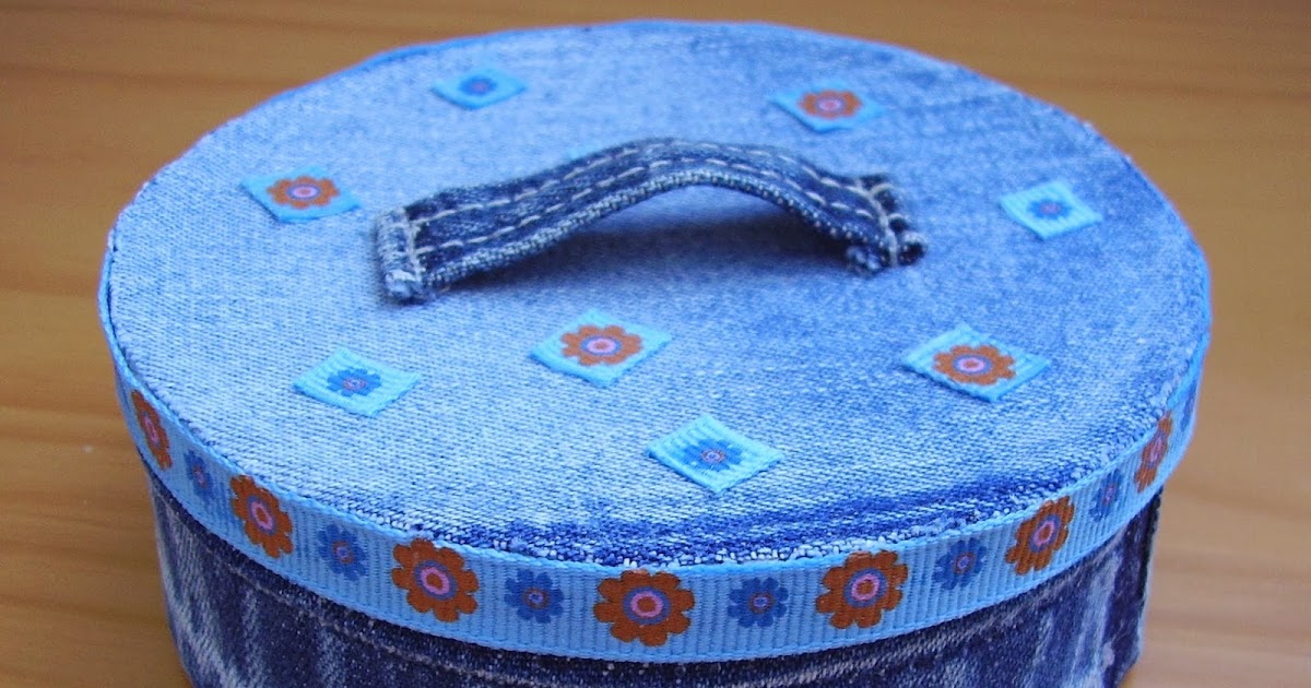 PyjamaLife How to decorate small round box with denim