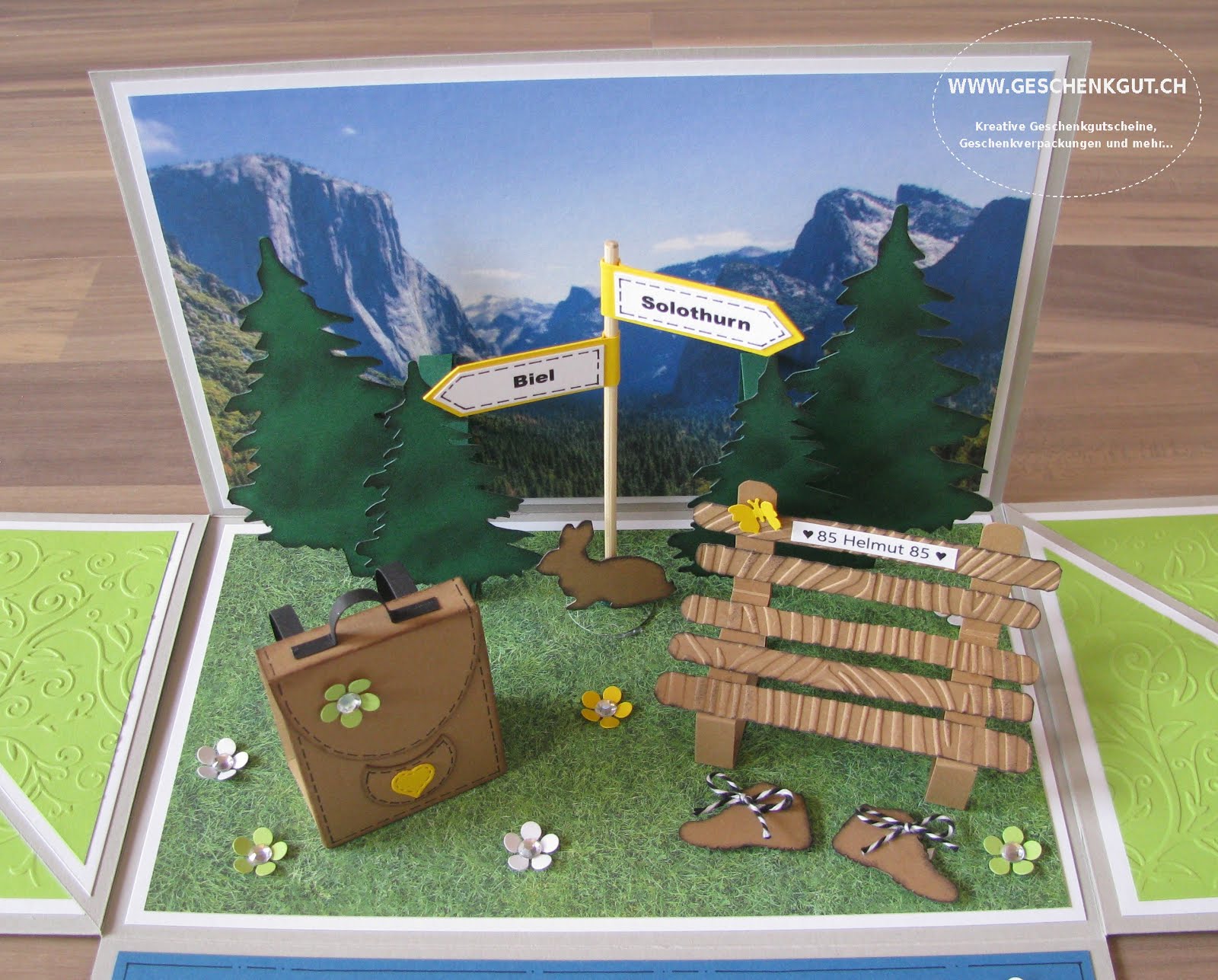 Geburtstagskarte basteln berge Ecosia Geschenke verpacken reise