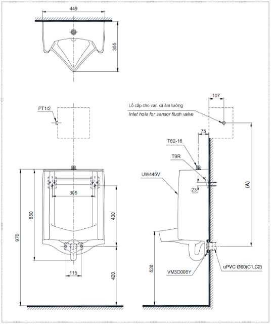 Bồn tiểu nam TOTO UT445