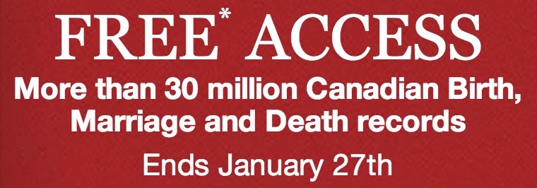 Free Access to All Canadian birth, marriage and death records.