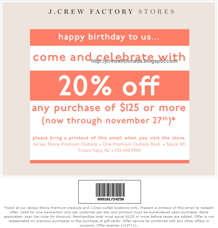J.Crew Aficionada it's a crewcuts birthday 20 OFF at Jersey Shore
