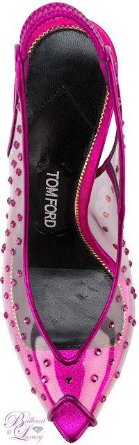 ♦Tom Ford pink sheer embellished slingback sandals #pantone #shoes #pink #brilliantluxury