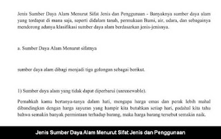 Jenis Sumber Daya Alam Menurut Sifat Jenis dan Penggunaan Jenis Sumber Daya Alam Menurut Sifat Jenis dan Penggunaan