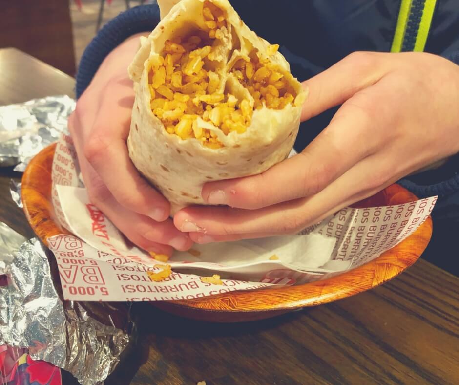 A simple burrito with brown rice and pulled pork from Barburrito, Nottingham.