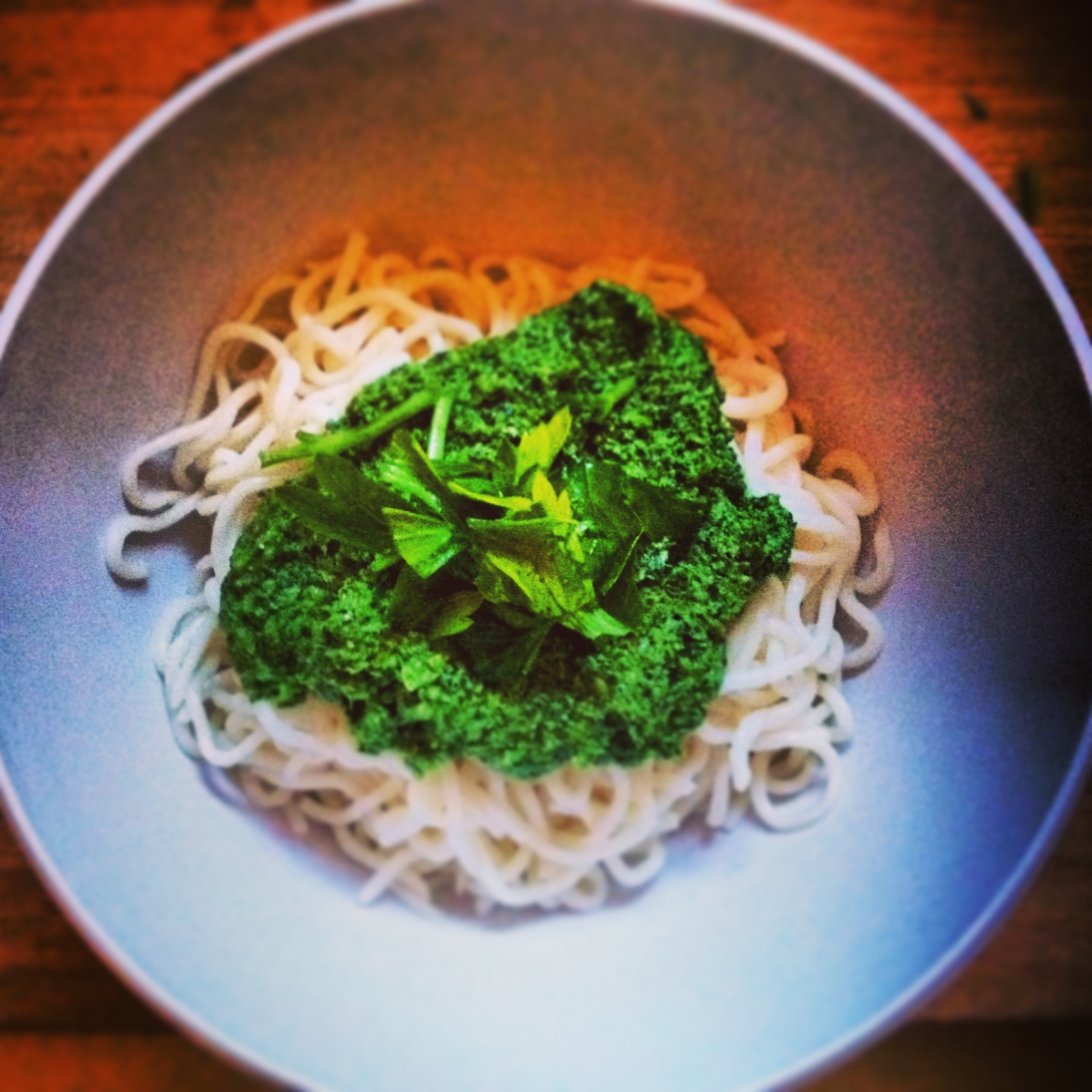 Hannah's Bananas Shiritaki Noodles with Walnut Kale Pesto