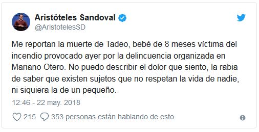 Guadalajara: Muere en NARCO INCENDIOS Tadeo, bebé de 8 meses tras atentado a Ex Fiscal . Noticias en tiempo real
