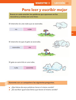 Apoyo Primaria Español 1er grado Bimestre 2 lección 10 Para leer y escribir mejor 