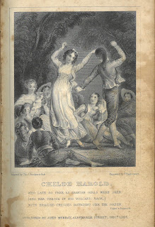 Image of engraving of a young couple dancing outdoors with a throng of lounging onlookers