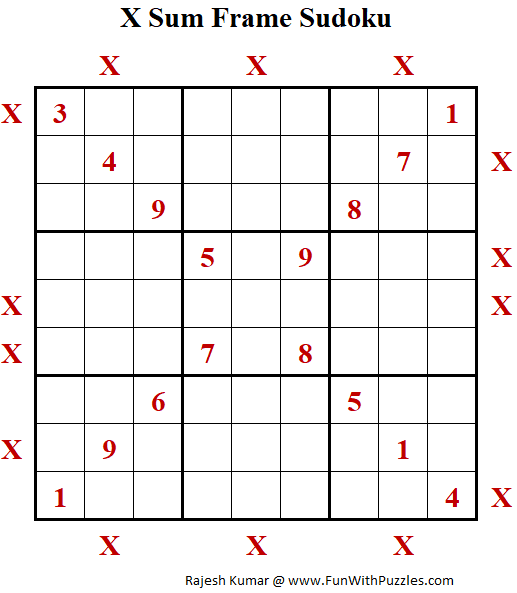X Sum Frame Sudoku Puzzle (Daily Sudoku League 211)