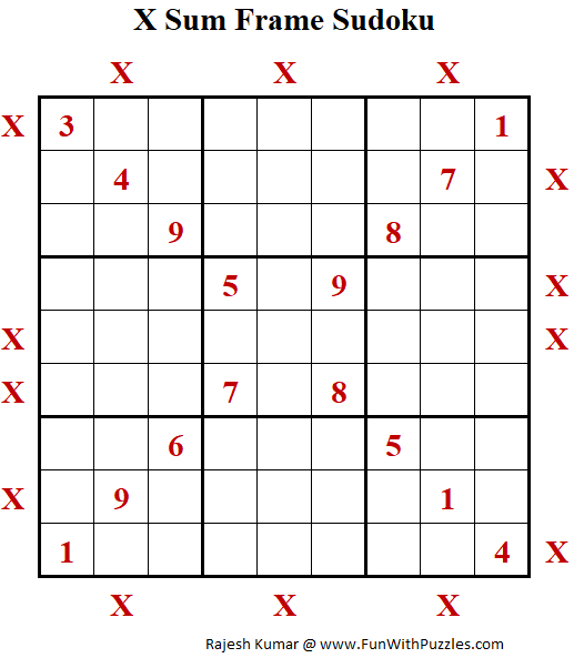 X Sum Frame Sudoku Puzzle (Daily Sudoku League #211)