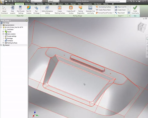 Inventor Tooling includes automated mold design tools that work directly fr