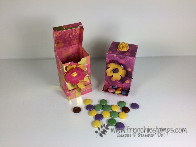 Paper Candy Dispenser M & M Dispenser DIY, candy dispenser, Frenchie stamps, Stampin'Up!
