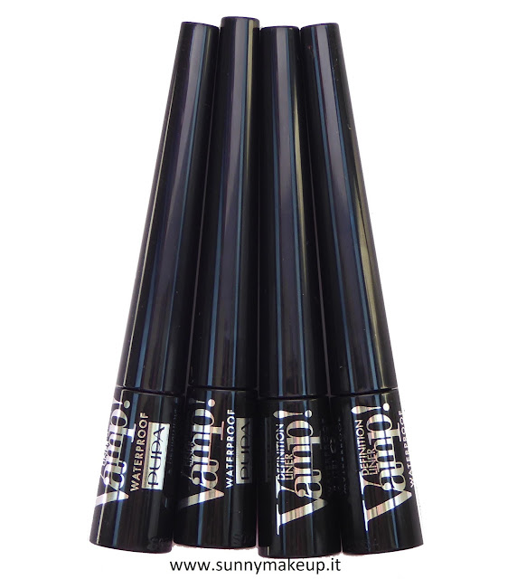 Pupa - Vamp! Definition Liner Waterproof. 001 Glossy Black 002 Pearly Brown 003 Pearly Blue 004 Pearly Peacock