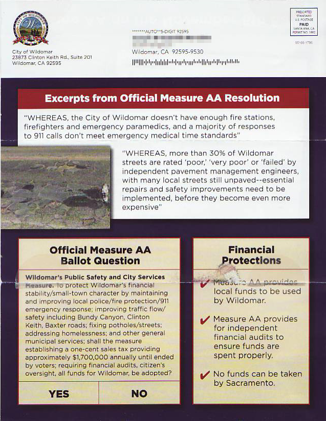 Wildomar Rap • Measure AA Wildomar Public Safety and City Services