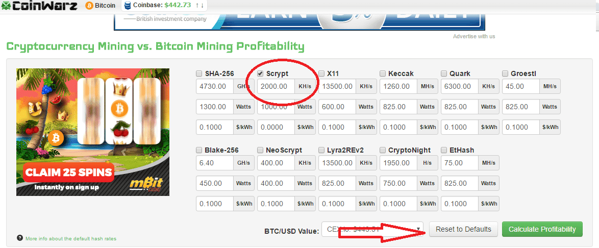 coinwarz,bitcoin,free,satoshi,tuto,Mining Profitability,pool,coins,