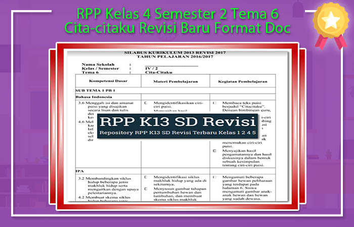RPP Kelas 4 Semester 2 Tema 6 Cita-citaku Revisi Baru Format Doc RPP Kelas 4 Semester 2 Tema 6 Cita-citaku