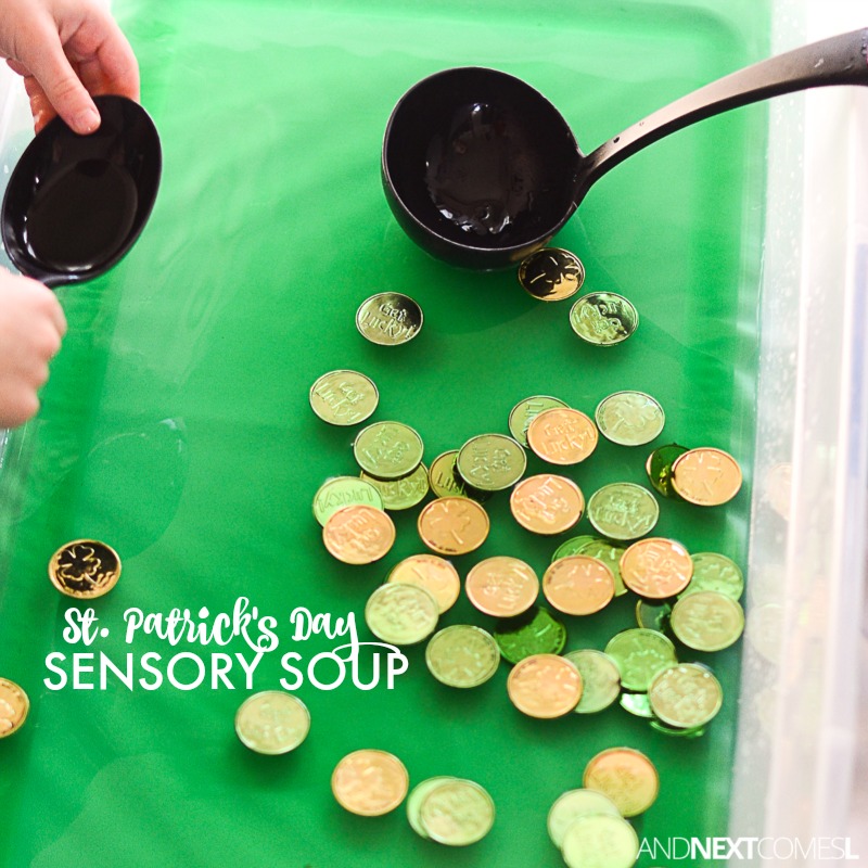 st patricks day sensory trays