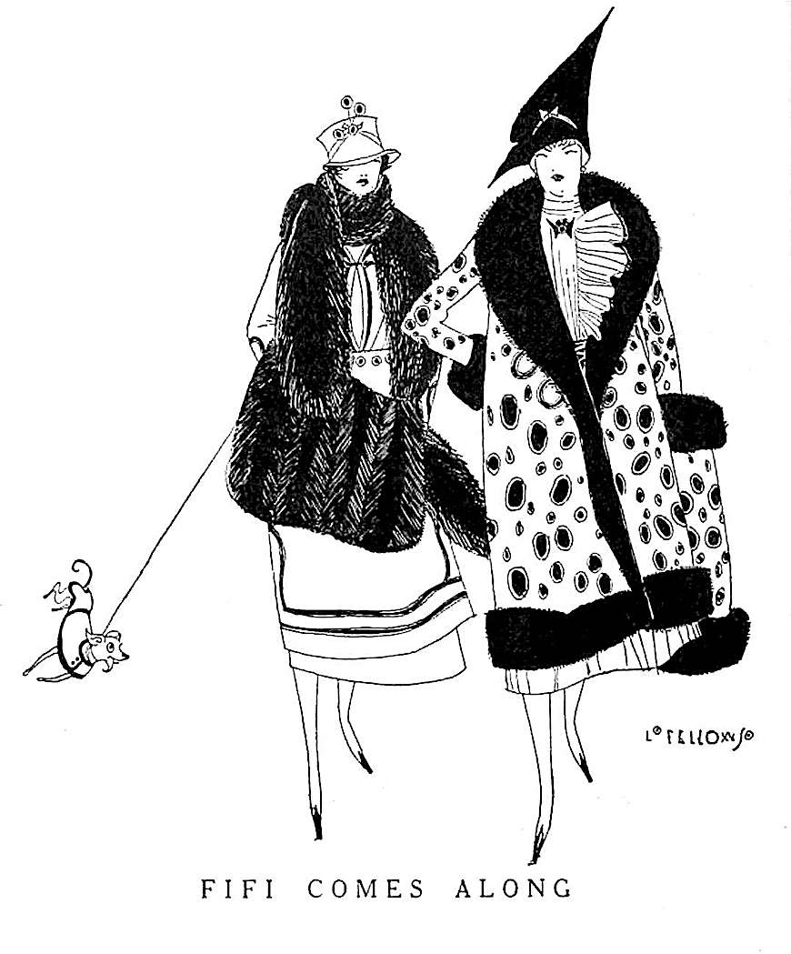 1914 cartoon "Fifi comes along" a 1914 cartoon about a tiny dog, by L. Fellows
