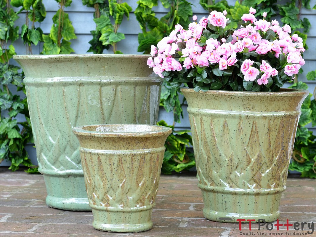Vietnamese pottery wholesale , Glazed Planters, Outdoor Glazed Pots