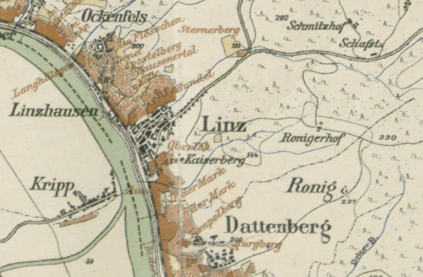 Weinbruderschaft Mittelrhein-Siebengebirge: Die Weinlagen um Linz um 1900