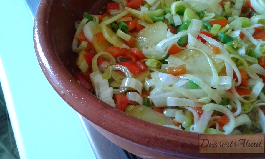 Arroz con bacalao y langostinos (Verduras)