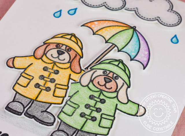 Sunny Studio:  Rain or Shine Let's Weather It Together Rainy Day Encouragement Card by Elise Constable.
