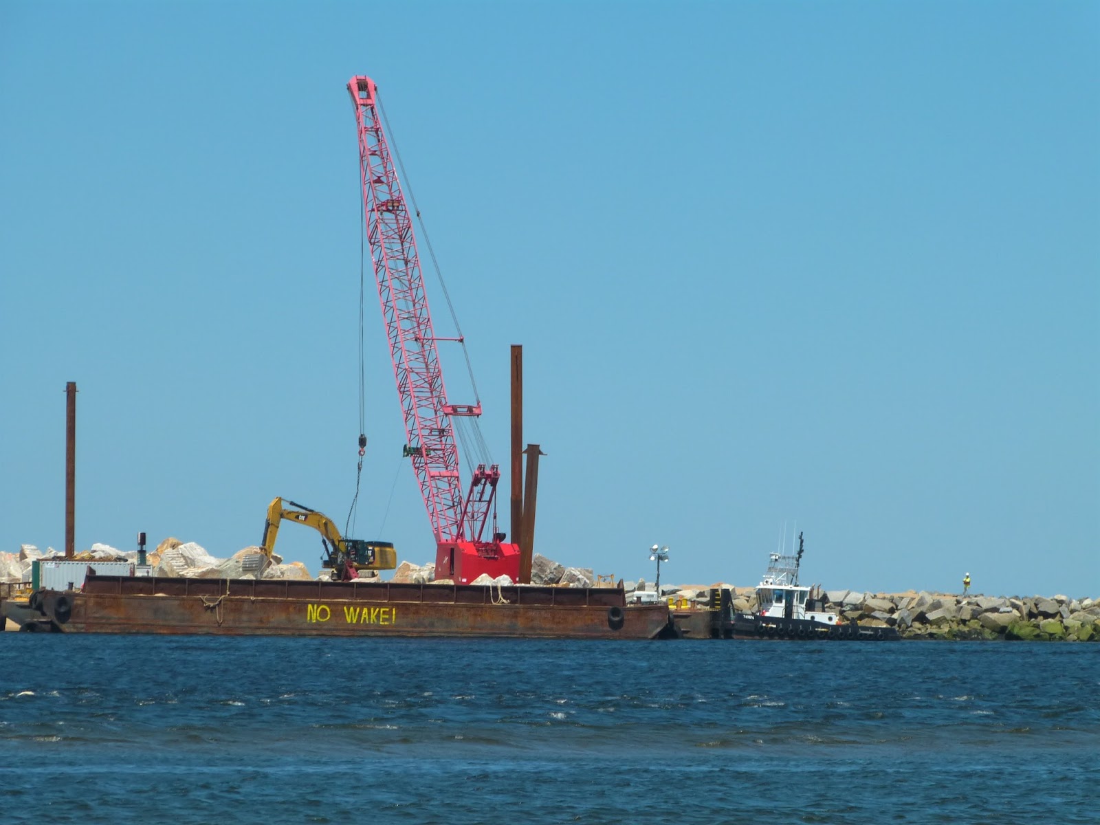 Photo Essay of the Merrimack River North Jetty Repairs: The Three Cranes