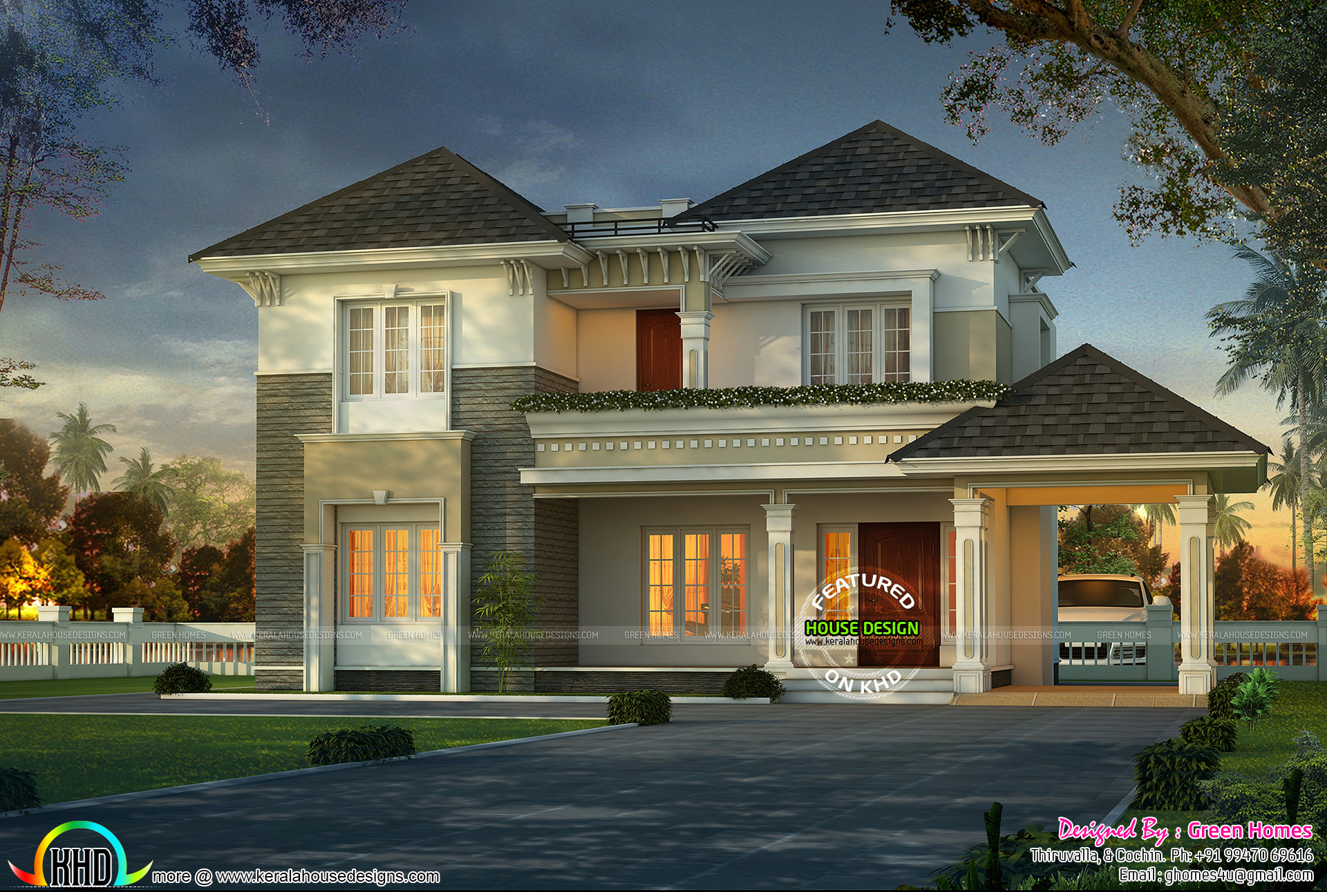 Stylish and elegant home design - Kerala Home Design and Floor Plans