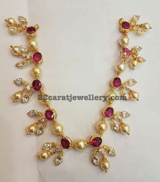 20 Grams Simple Ruby Pearls and Cz Set