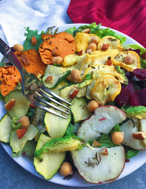 The Happy Belly Roasted Veggie Salad (Gluten Free, Vegan)