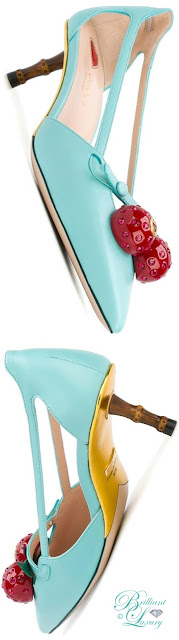 ♦Gucci turquoise Cherry pumps #pantone #turquoise #shoes #brilliantluxury