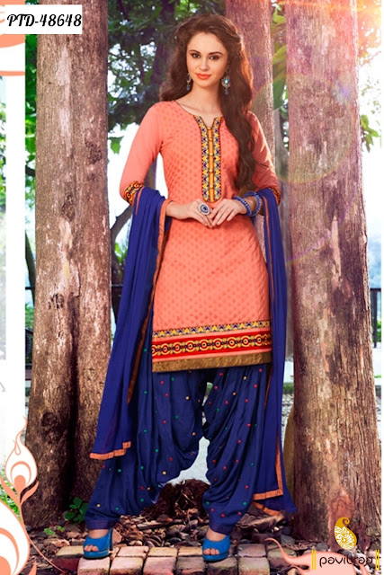 Stylish blue jacquard designer punjabi patiala salwar suit 2015 2016 online collection with discount at pavitraa.in