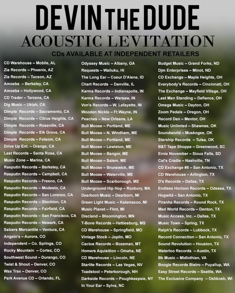 Devin The Dude Acoustic Levitation Tour Dates Devin The Dude Acoustic Levitation Tour Dates