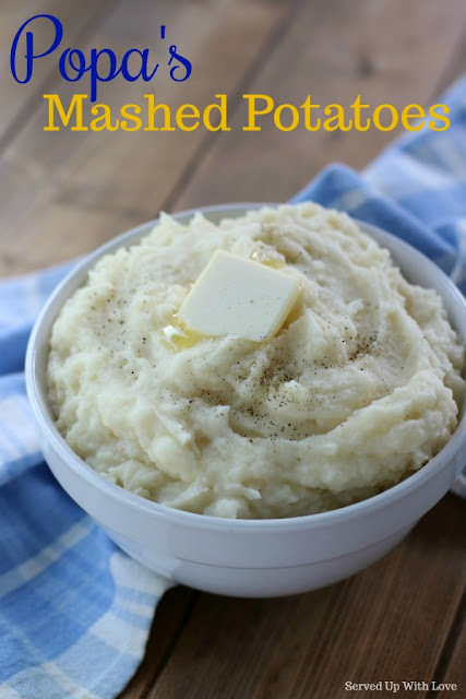 Dad's Mashed Potatoes recipe from Served Up With Love is a simple mashed potato recipe with a little secret to give them a ton of flavor.