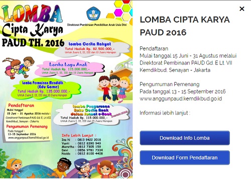 Ayo Ikut Lomba Cipta Karya PAUD 2016 Ayo Ikut Lomba Cipta Karya PAUD 2016