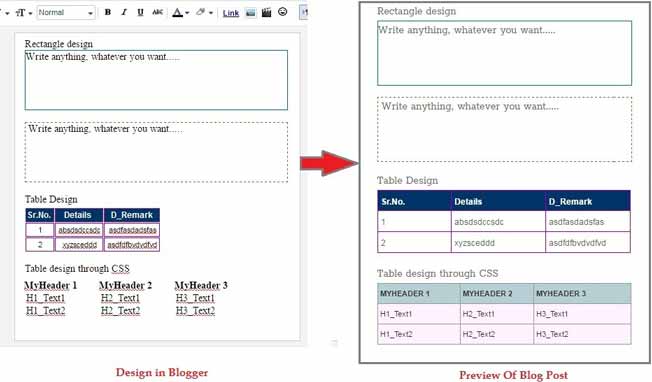 Rectangle or Table Design in Blogger Blog Post Tips - SKOTechLearn Tips