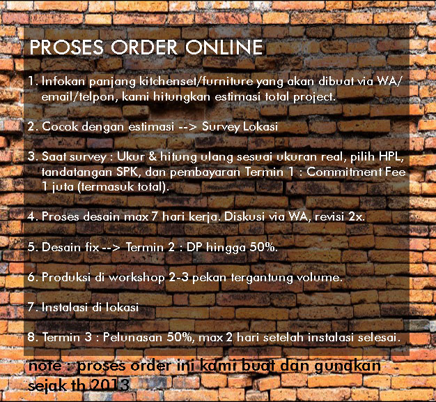 proses order bilikdesain, proses order kitchenset