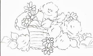 desenho de cesta de rosas para pintar