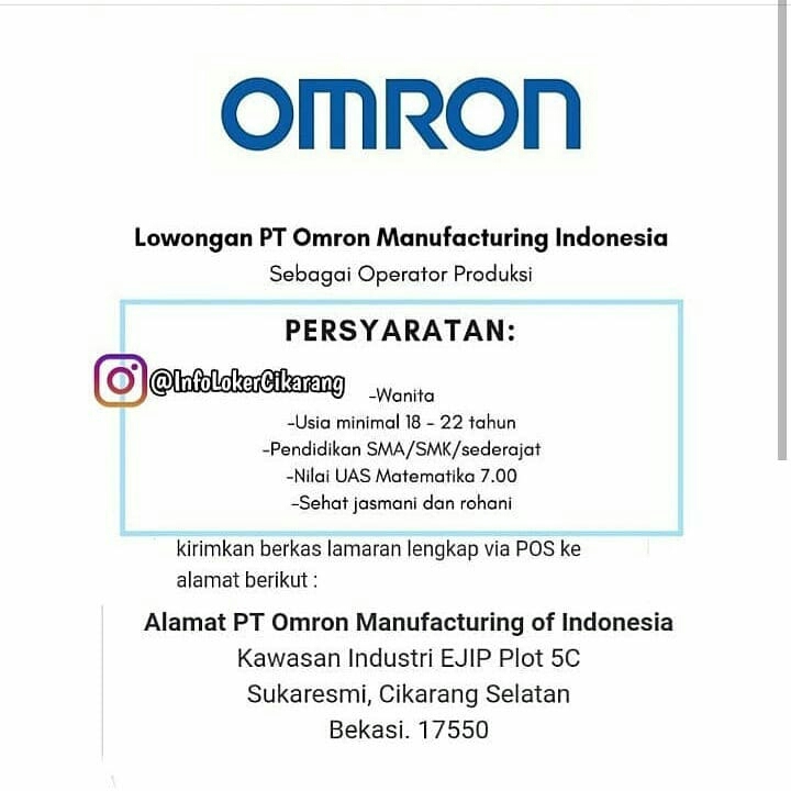 Omron manufacturing of alamat indonesia pt PT Omron