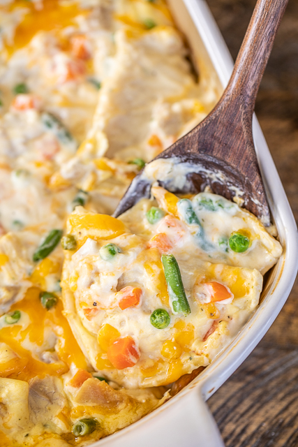 Chicken Pot Pie Pierogi Casserole - comfort food at its best! All you need is a few biscuits and dinner is done! Can make ahead of time and refrigerate or freeze for later. Pierogis, cream of chicken soup, sour cream, mixed vegetables, cheddar cheese, chicken, garlic, onion, salt and pepper. Everyone LOVES this easy casserole. Even our picky eaters cleaned their plate. #casserole #chicken #chickenpotpie Chicken Pot Pie Pierogi Casserole - comfort food at its best! All you need is a few biscuits and dinner is done! Can make ahead of time and refrigerate or freeze for later. Pierogis, cream of chicken soup, sour cream, mixed vegetables, cheddar cheese, chicken, garlic, onion, salt and pepper. Everyone LOVES this easy casserole. Even our picky eaters cleaned their plate. #casserole #chicken #chickenpotpie