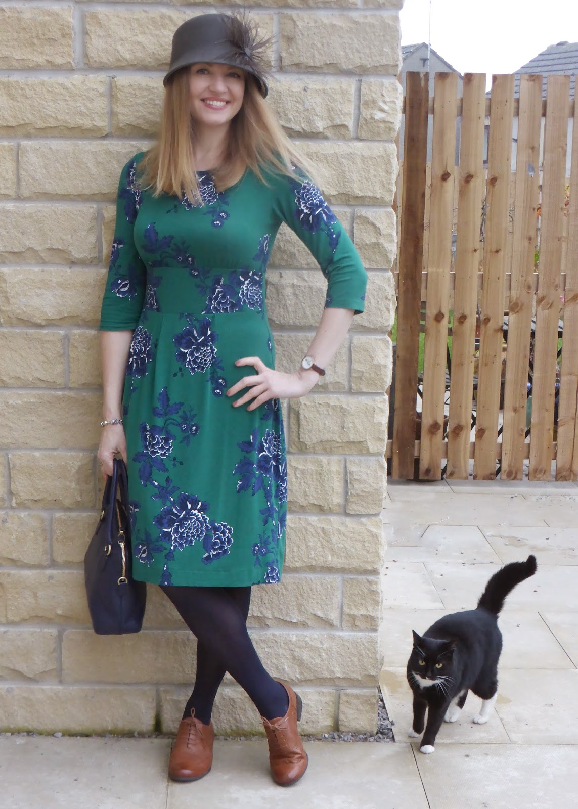 Outfit: Floral Day Dress, Tan Brogues and a Felt Cloche Hat - What ...