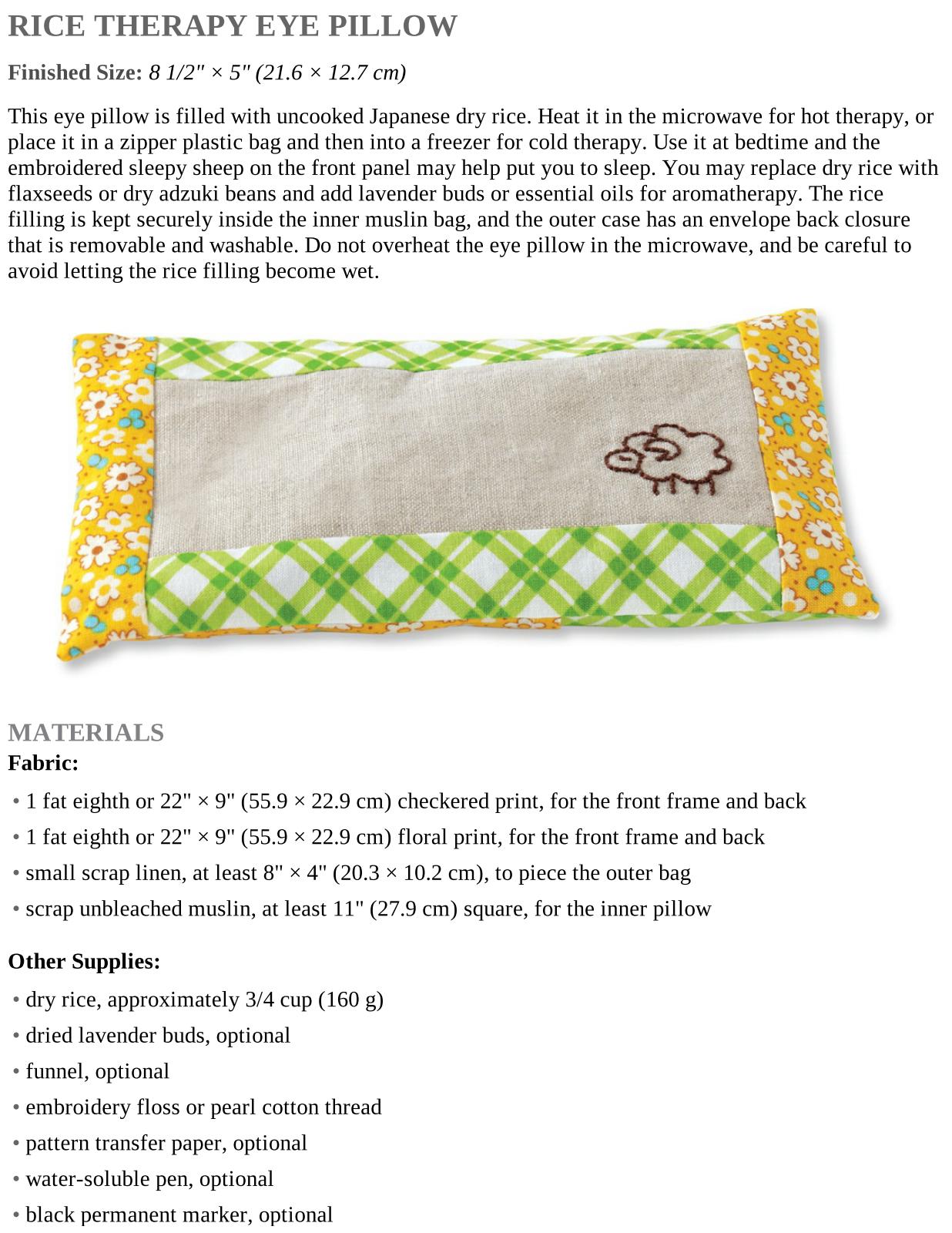 Rice Therapy Eye Pillow